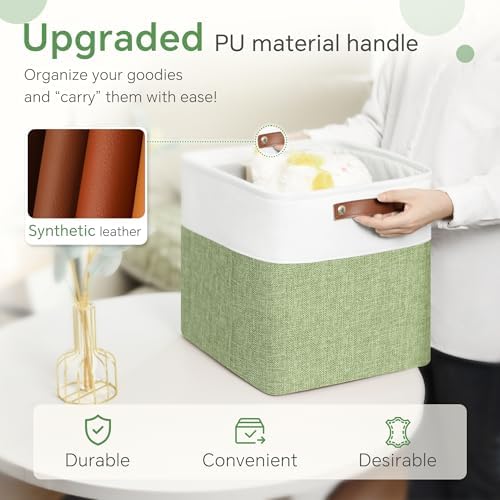 FinishingBo 11x11 Cube Storage Bins 6 Pack, Fabric Basket with Handles - Image 5