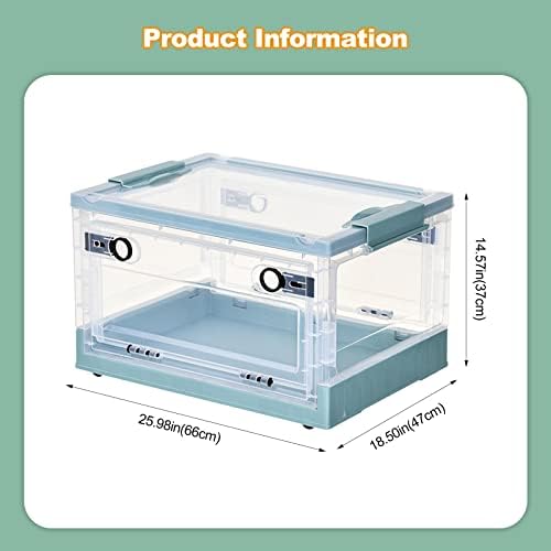 Ergocar Foldable Storage Boxes, Large Plastic Storage Boxes with Lid, Stackable Organiser, Wardrobe Storage Organiser, Grocery Storage, for Bedroom, Wardrobe, Office, Garage - Image 7