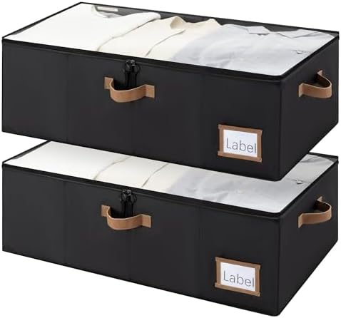 StorageWorks 10 Inch Tall Under Bed Storage Containers with Clear Lid by StorageWorks