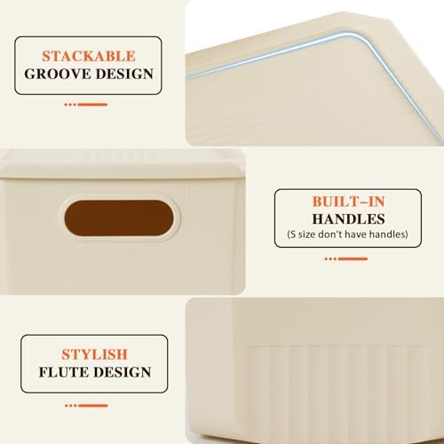 ANMINY Plastic Storage Bins Baskets with Lids, 8-Pack, 1XL+1L+2M+4S - Image 5
