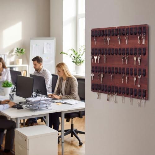 Beeveer Acrylic Key Holder Board with 60 Hooks, Wall Mount Organizer,Walnut - Image 4