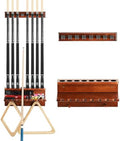 EXTCCT Wall Mount Pool Stick Holder - Billiards Pool Cue Rack Hardwood Pool Cue Set Holder for 8 Cues Sticks Storage Pool Table Accessories Equipment Organizer by EXTCCT