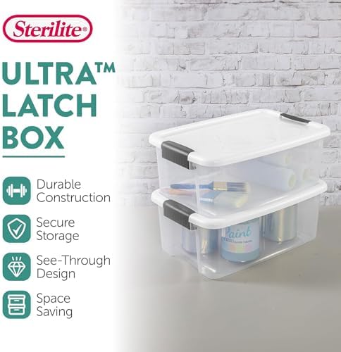 Sterilite Ultra Latch Box with Lids for Home and Office, 18 Quart, 18-Pack - Image 2