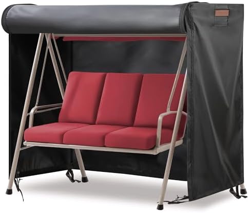 Outdoor Swing Covers for Patio Swing 3 Seater, 87" L X 49" D X 67" H, 3 Seat Swing Cover Waterproof, Porch Patio Swing Canopy Cover, Windproof UV Resistant All Weather Protector - Black by uHousDecoTeddyBearPlushToy