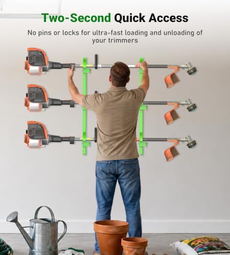 ELITEWILL Weedeater Rack for Enclosed Trailer Weed Eater Trimmer Rack for Trailer Landscape Truck Holder Lawn Equipment Accessories Green - Image 5