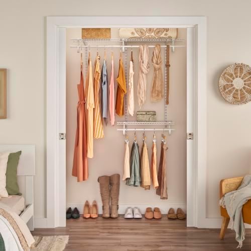 ClosetMaid ShelfTrack Wire Closet Organizer System, Adjustable from 2 to 4 Ft., With Shelves, Clothes Rods, Hardware, Durable Steel, White - Image 2