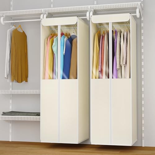 Univivi Garment Bags for Hanging Clothes, Cloth Bag 54 In, 2 PCS, Beige - Image 6
