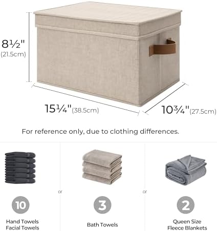 StorageWorks Fabric Storage Bins with Lids, Decorative Storage Bins - Image 2