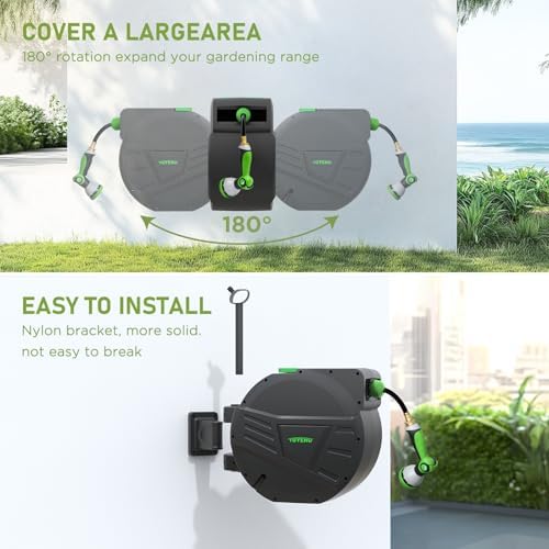 Tuyeho Heavy-Duty Auto Retractable Garden Hose Reel 100FT Lifetime Service - Image 7