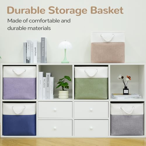 13x13 Inch Foldable Fabric Cube Storage Bins with Handles 6 Pack - Image 6