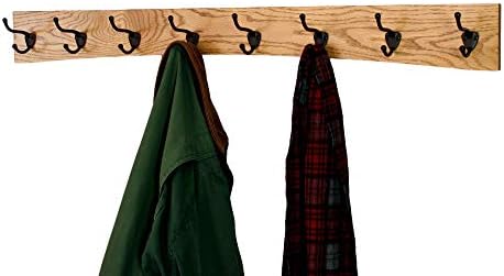 Oak Curved Back Wall Mounted Coat Rack - Bronze Hooks - Made in The USA (Golden Oak, 41" x 4.5" - 8 Hooks) - Image 2