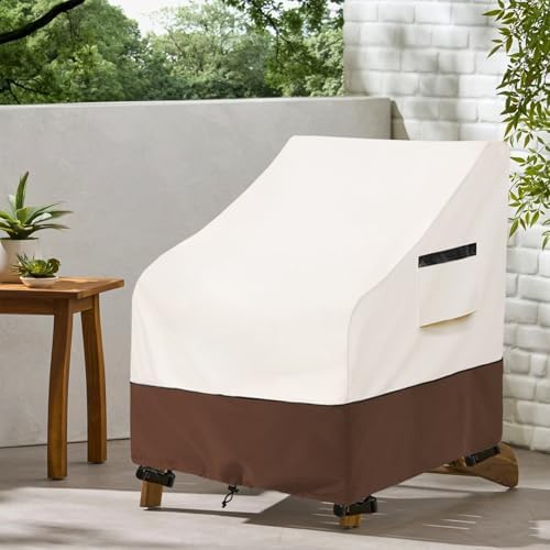Patio Chair Covers 2 Pack,Waterproof Heavy Duty Patio Furniture Covers for Outdoor Chair(40 W x 40 D x 36 H inches) Beige & Brown - Image 6