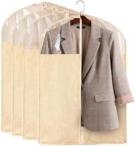 4 Pack 24 x 40 Inches Cotton Garment Bags for Hanging Clothes by Holoith