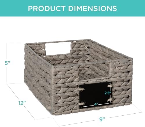 Best Choice Products Set of 4 9x12in Water Hyacinth Pantry Baskets, Woven Organizers w/Chalkboard Label, Chalk Marker - Gray - Image 7