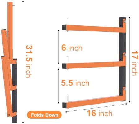Lumber Rack Wall Mount, Lumber Storage Rack, Heavy Duty Wood Storage Racks with 9-Level System, 1080 lb Substantial Garage Wood Organizer, Orange Lumber Metal Racks for Indoor and Outdoor (6 PACK) - Image 2