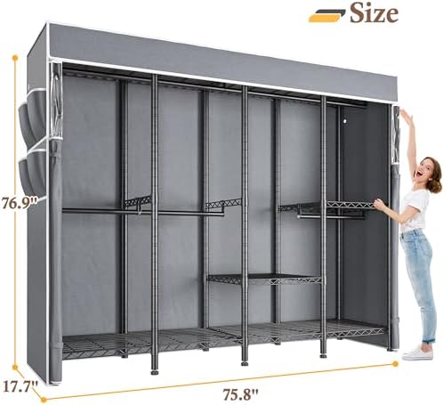 Raybee Clothes Rack Heavy Duty, 1100LBS Capacity with Cover, Sturdy Steel - Image 6