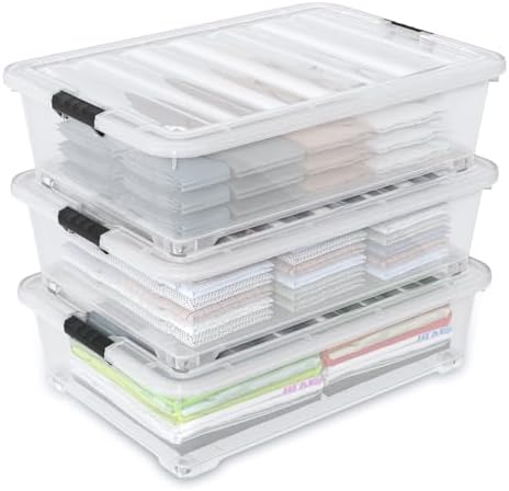 50 L Large 3 Packs Clear Plastic Under Bed Storage Container with Lid and Wheels, Under the bed Boxes - Image 7