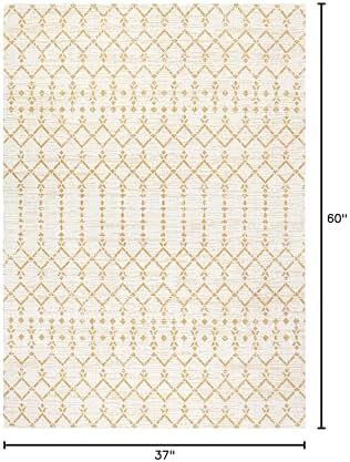 Eyely Moroccan Textured Weave Area Rug 3X5 Cream/Yellow, Indoor Outdoor Rug - Image 2