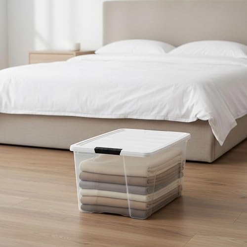 IRIS USA 72 Qt Storage Bins with Lids, 8 Pack, BPA-Free, Clear/White - Image 3