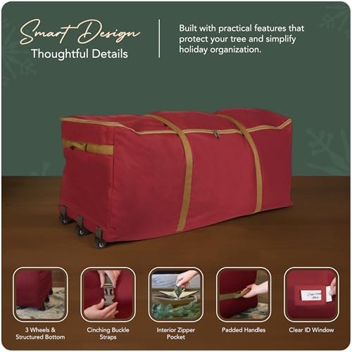 Covermates Christmas Tree Rolling Cinch Bag, 48" W x 20" D x 20" H, Red - Image 4