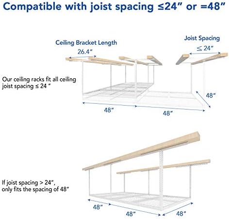 FLEXIMOUNTS 4x8 Overhead Garage Ceiling Storage Rack Organization, White - Image 6