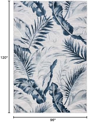 SAFAVIEH Washable Rug Outdoor Cabana Collection - 8' x 10', Grey & Navy, Non-Shedding & Easy to Clean, Ideal for Patio, Backyard, Mudroom (CBN452N) - Image 2