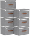 Yawinhe Fabric Storage Boxes with Lids,Grey,15.0x9.8x9.8in,7-Pack by Yawinhe