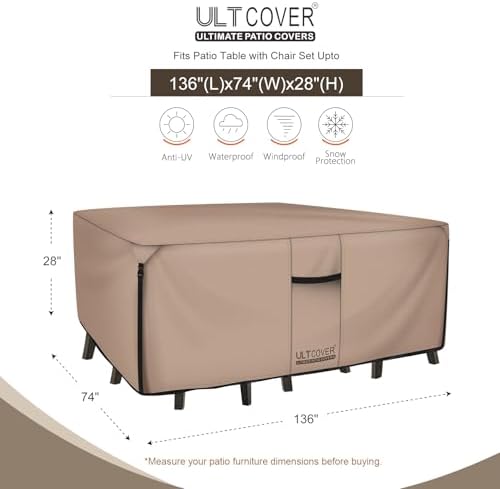 ULTCOVER Waterproof Patio Furniture Cover 136L x 74W in - Image 2