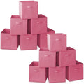Casafield Set of 12 Collapsible Fabric Cube Storage Bins, Hot Pink - 13" Foldable Cloth Baskets for Shelves, Cubby Organizers & More by Casafield