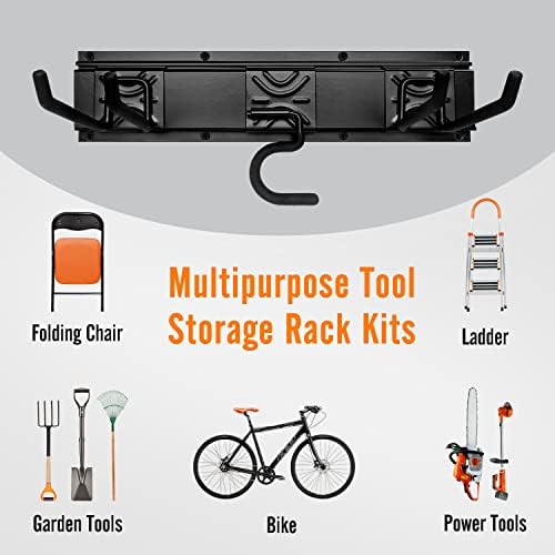 Garden Tool Rack Set, Garage Wall Organization Hanger with 3 Mop Holder and 6 Multi-Purpose Hooks, Garden Yard Shovels Rakes for String Hedge Trimmer Brooms Hoses Folding Chairs ladders, and More - Image 3