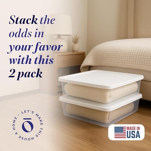 HOMZ Clear Plastic Storage Bins w/Snaplock Lids, 28 Qt, White, 2 Pack - Image 3