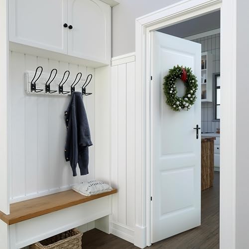 SKOLOO Durable Wall Coat Rack with 5 Double Hooks - Heavy-Duty Iron, No Assembly Required, Ideal for Family Entrances, Mudrooms, Classrooms & Hallways - Scratch/Chip Resistant Finish, White, Pack of 2 - Image 3