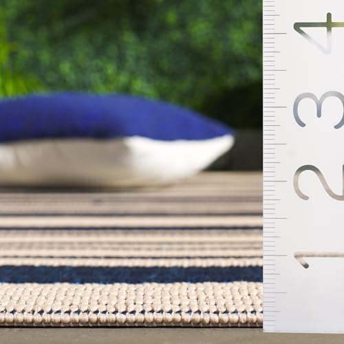 SAFAVIEH Courtyard Outdoor Runner Rug 2'3"x14', Navy & Beige CY6062-268 - Image 5
