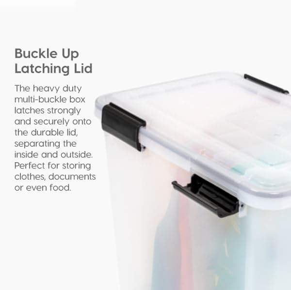 IRIS USA 4-Pack 41 Qt Storage Bins with Gasket Lids, Clear/Black - Image 3