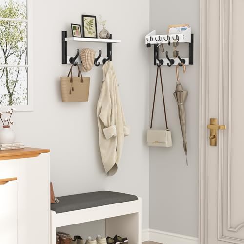 Evermagin 29" Coat Rack Wall Mount with Shelf for Entryway, White - Image 2