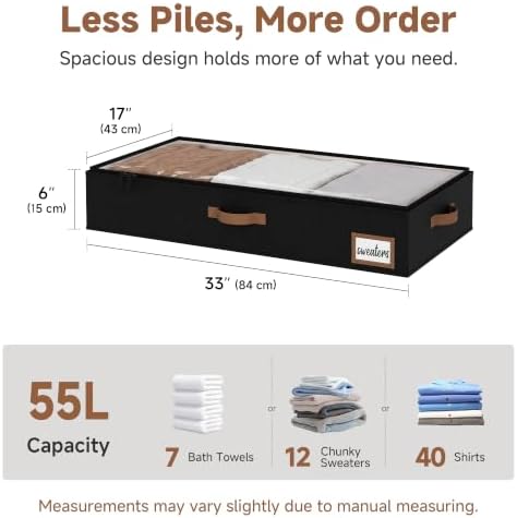 StorageWorks 6 Inch Low Profile Under Bed Storage Containers with Clear Lid - Image 2