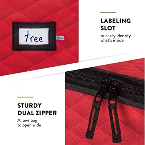 ZOBER 600D Oxford Fabric Large Rolling Christmas Tree Storage Bag - Fits 9 Ft Artificial Trees - Waterproof Christmas Tree Bag For Storage Box For Xmas, Durable Handles and Wheels - Quilted Red - Image 7