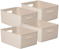 Superio Eco-Friendly Decorative Plastic Basket Open Home Storage Bins Organizer Baskets, Large (4 Pack) Container Boxes for Organizing Closet Storage Bins for Shelves Drawer Shelf 15 Liter by Superio