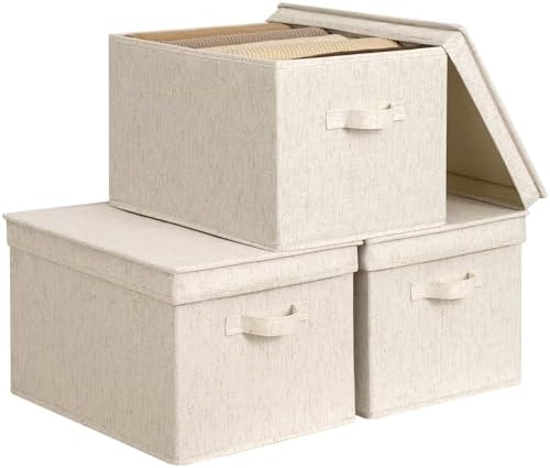 StorageWorks Fabric Storage Bins with Lids, Closet Storage Bins by StorageWorks