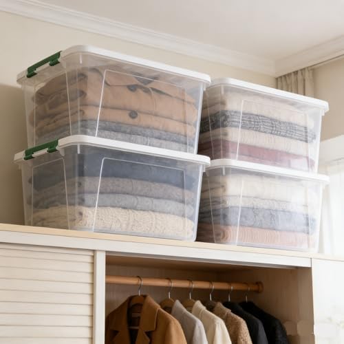 85 Qt Clear Plastic Storage Bins with Lids, 4 Pack Wheeled Boxes - Image 6