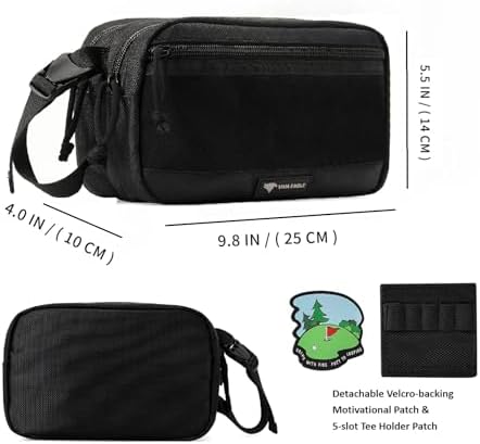 Golf Pouch Bag for Balls Accessories Valuables | Customizable with Hook-and-Loop Panel | Ideal Golfer Gift, Includes Tee-Holder and Motivation Patches | Also Great for Gym Sports Travel Tactical - Image 2