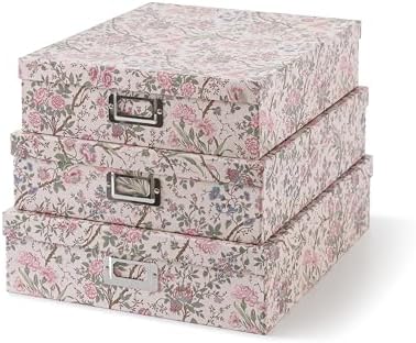 Soul & Lane - Nesting Floral Photo Storage Boxes with Lids, Set of 3 by SoulLane