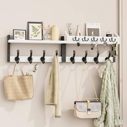 Evermagin 35" Coat Rack Wall Mount with Shelf for Entryway, White by Evermagin