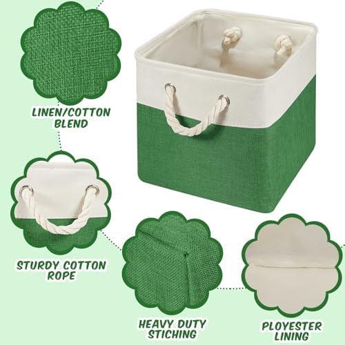 6 Pcs 13 x 13 Inch Rainbow Cube Storage Bins Fabric Square Cube Baskets - Image 3