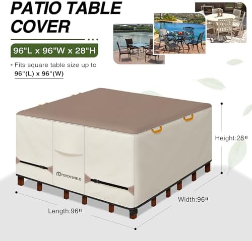 Porch Shield Waterproof Square Patio Table Cover 96 x 96 inch - Image 2