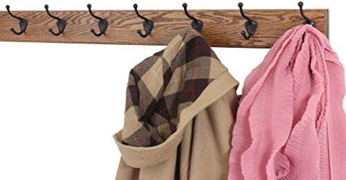 PegandRail Oak Coat Rack with Oil Rubbed Bronze Hat & Coat Style Hooks (Chestnut, 36" x 3.5 with 7 Hooks) - Image 2