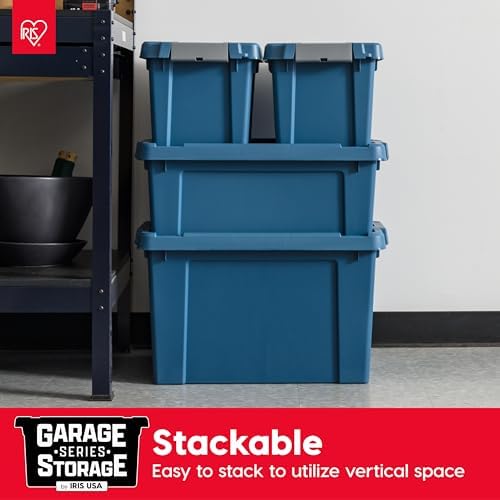 IRIS USA 4-Pack 19 Gal Heavy Duty Lockable Storage Totes with lids, Navy - Image 3