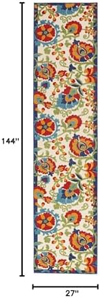 Nourison Home Aloha Multicolor 2'3" x 12' Area Rug - Easy Clean, Non Shedding, Bed Room, Living Room, Dining Room, Kitchen (12' Runner) - Image 2