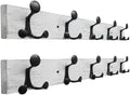 SKOLOO 30-Inch Wood Coat Rack Wall Mount with 5 Triple Hooks - Ideal for Family Entrances, Classrooms, and Pet Supplies Storage - Perfect Coat Hooks for Wall,Distressed White Wash, Pack of 2 by SKOLOO