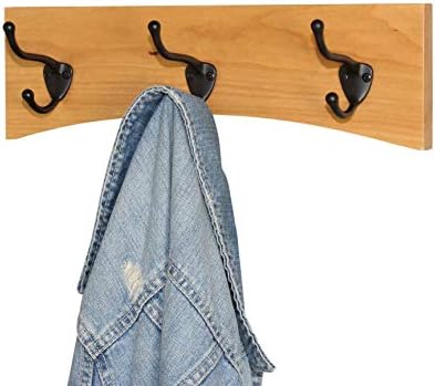 Solid Cherry Arched Wall Mounted Coat Rack Bronze Hat & Coat Hooks - Made in The USA (Natural, 41" x 4.5" with 8 Hooks) - Image 4